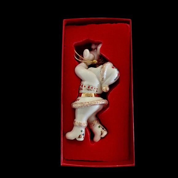 1990s NIB Lenox Jewels "Santa Claus & Teddy Bear" 24K GOLD TRIM Ornament - Picture 1 of 2